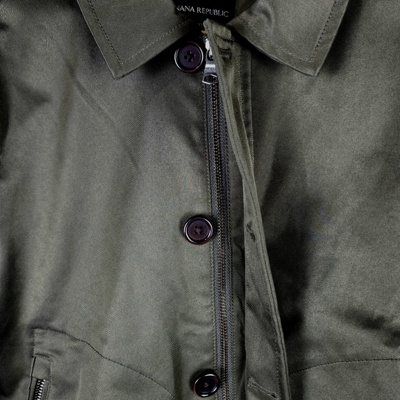 Banana Republic Zip Front Bomber Jacket Olive Green Size Small - Picture 6 of 13